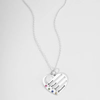 Engraved Heart Name Necklace Custom Family Birthstone Mom Necklace S925 Silver