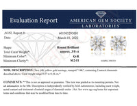 AGS Certified 14k Yellow Gold 3/8 cttw 4-Prong Set Brilliant Round-Cut Solitaire Diamond Push Back Stud Earrings (Q-R Color, SI2-I1 Clarity)