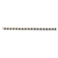 14K Yellow Gold 2/5 Cttw Diamond & 8.0 Cttw Baguette Cut Blue Sapphire Alternating Link Bracelet (G-H Color, VS1-VS2 Clarity) - 7
