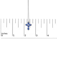 18K White Gold 3x4 MM Oval Blue Sapphire and Diamond Cross Pendant Necklace - 18
