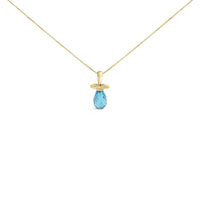 14K Yellow Gold and Blue Quartz Pacifier Pendant Necklace - 18