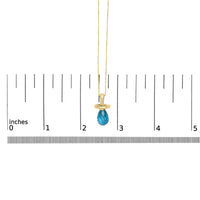14K Yellow Gold and Blue Quartz Pacifier Pendant Necklace - 18