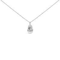 14K White Gold Diamond Accent Baby Shoe with Bow Pendant 18