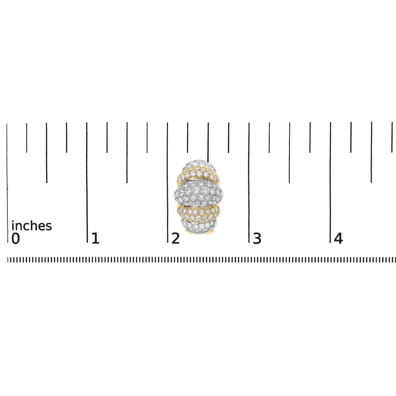 18K Two-Toned Gold 5.00 Cttw Diamond Three-tier Domed Button Omega Back Earrings (G-H Color, VS2-SI1 Clarity)