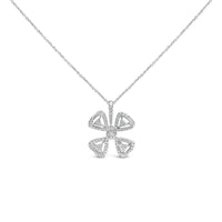 14K White Gold 5/8 Cttw Diamond 4 Leaf Floral Pendant Necklace (H-I Color, I1-I2 Clarity) - 18