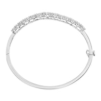 14K White Gold 2 5/8 Cttw Round Diamond 7 Stone Floral Cluster Link Bangle Bracelet (H-I Color, SI1-SI2 Clarity) - Fits Wrists up to 7.25