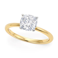 1 Carat Cushion Lab Grown IGI G/VS1 Diamond Solitaire Ring in 10K Yellow Gold - KIAHMILLA