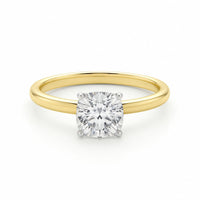 1 Carat Cushion Lab Grown IGI G/VS1 Diamond Solitaire Ring in 10K Yellow Gold - KIAHMILLA