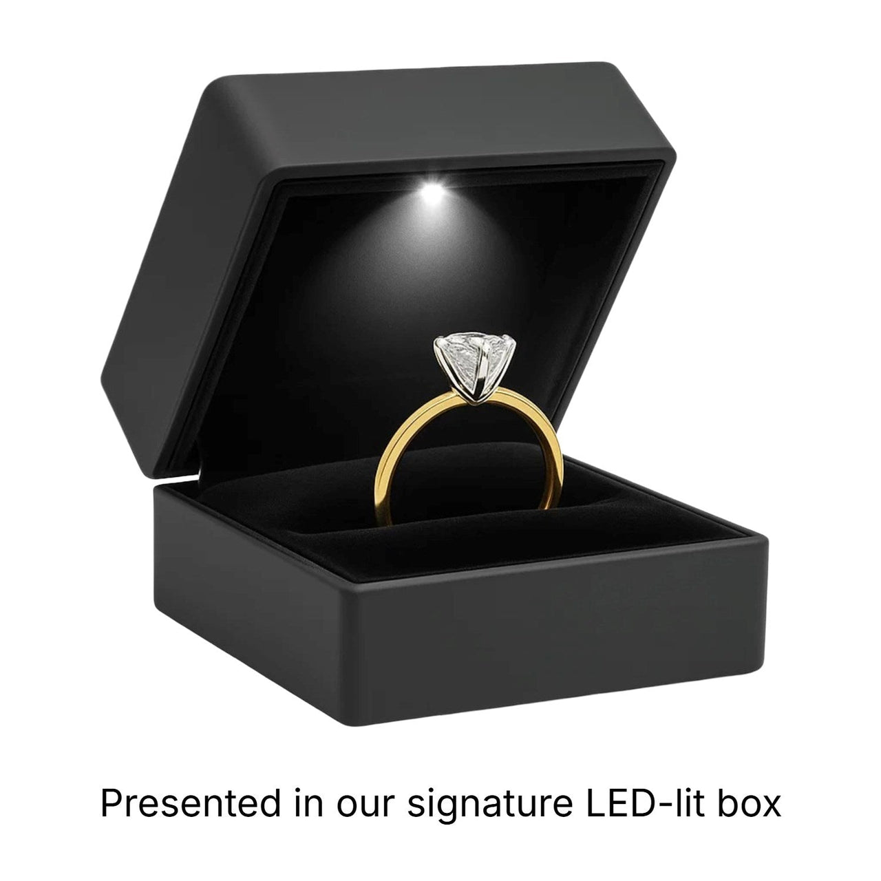 1 Carat Cushion Lab Grown IGI G/VS1 Diamond Solitaire Ring in 10K Yellow Gold - KIAHMILLA