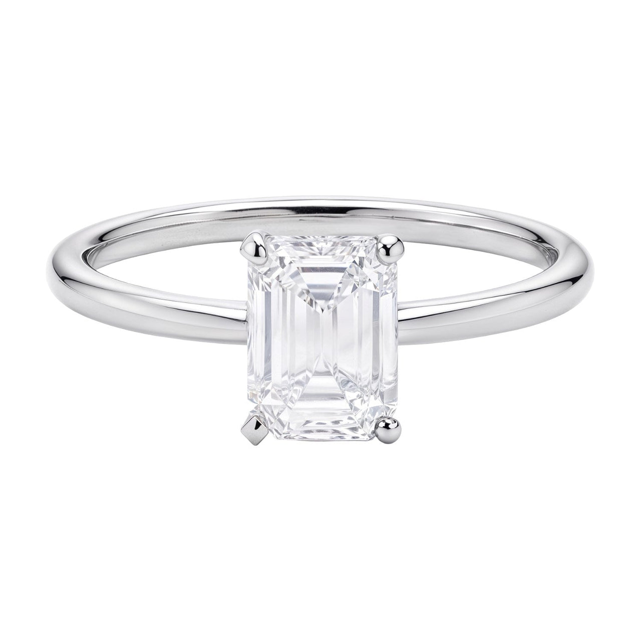 1 Carat Emerald Lab Grown IGI G/VS1 Diamond Solitaire Ring in 10K White Gold - KIAHMILLA