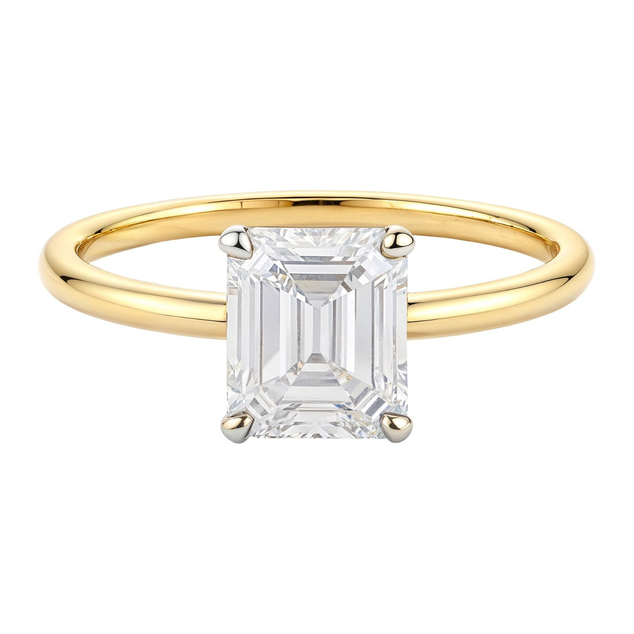 1 Carat Emerald Lab Grown IGI G/VS1 Diamond Solitaire Ring in 10K Yellow Gold - KIAHMILLA