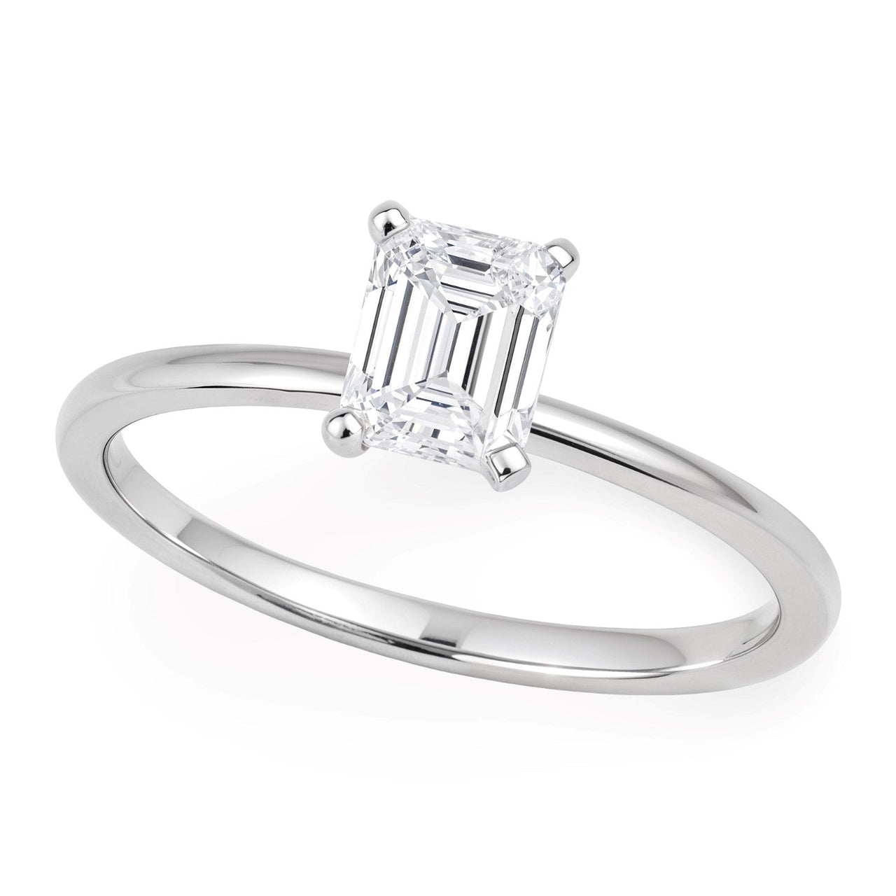 1 Carat Emerald Lab Grown IGI G/VS1 Diamond Solitaire Ring in 14K White Gold - KIAHMILLA