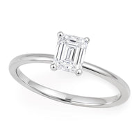 1 Carat Emerald Lab Grown IGI G/VS1 Diamond Solitaire Ring in 14K White Gold - KIAHMILLA