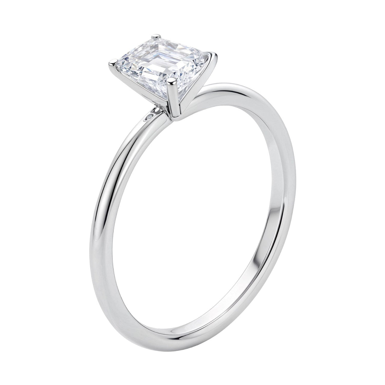 1 Carat Emerald Lab Grown IGI G/VS1 Diamond Solitaire Ring in 14K White Gold - KIAHMILLA
