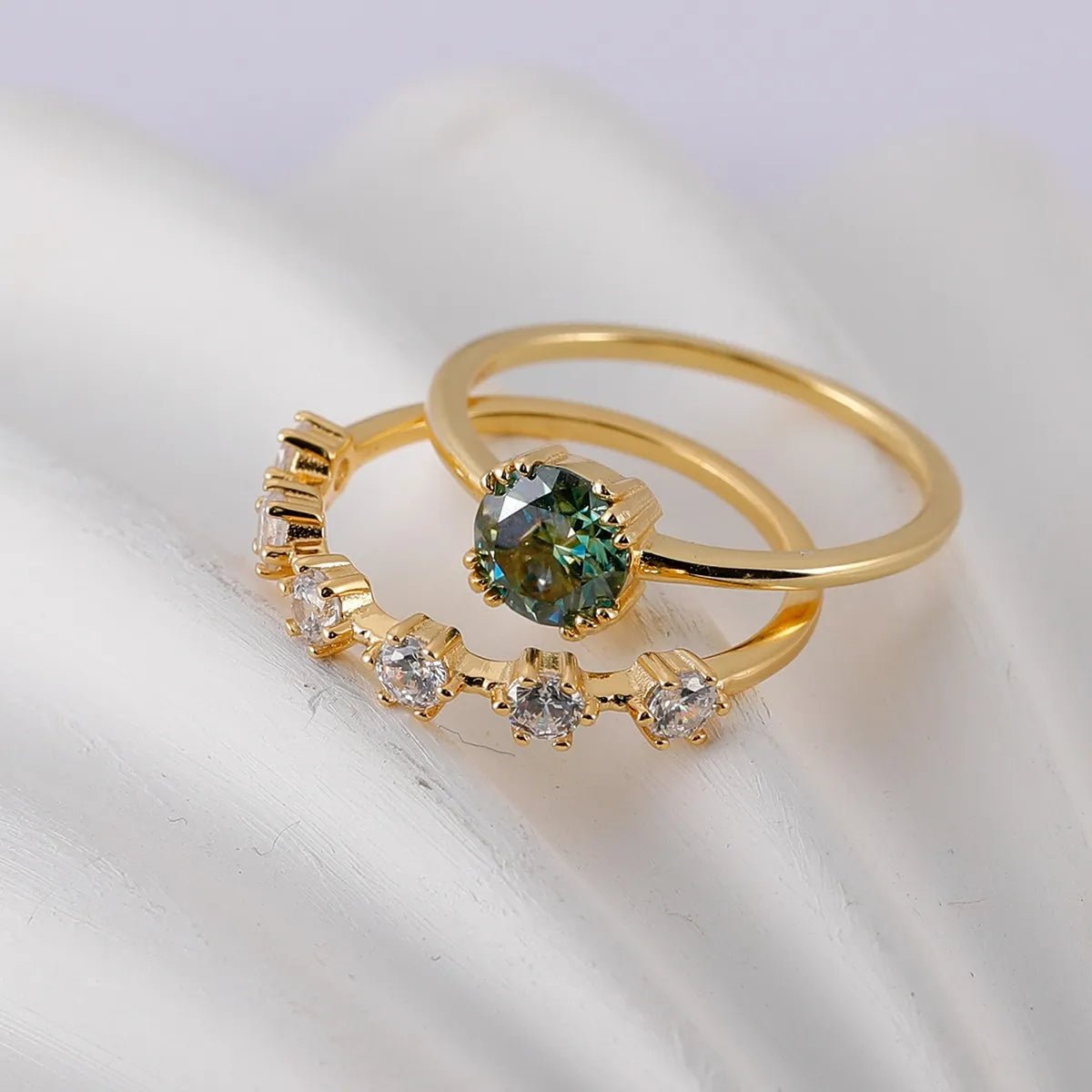 1 Carat Moissanite 925 Sterling Silver 2pcs Ring Set - Coolpeacock