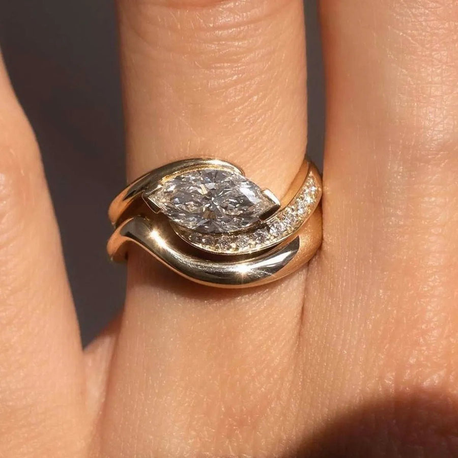 1 Carat Moissanite 925 Sterling Silver 2pcs Ring Set - Coolpeacock