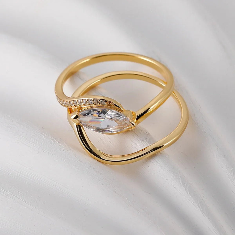 1 Carat Moissanite 925 Sterling Silver 2pcs Ring Set - Coolpeacock