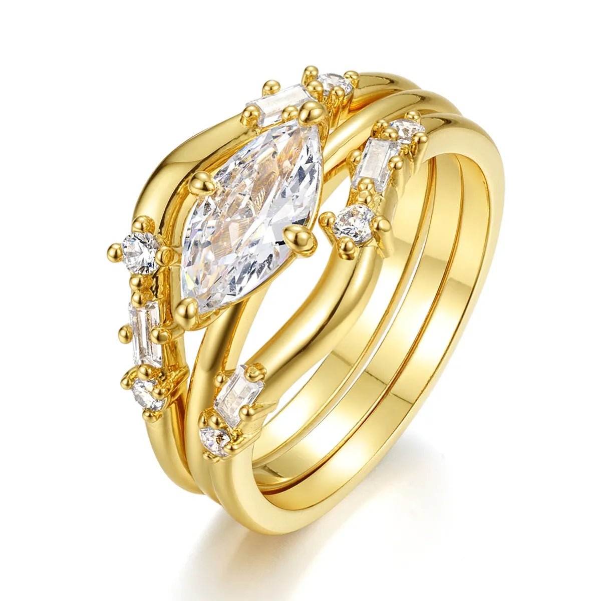 1 Carat Moissanite 925 Sterling Silver 3pcs Ring Set - Coolpeacock