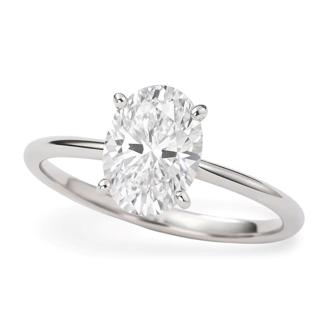 1 Carat Oval Lab Grown IGI G/VS1 Diamond Solitaire Ring in 10K White Gold - KIAHMILLA