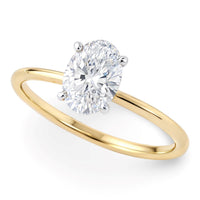 1 Carat Oval Lab Grown IGI G/VS1 Diamond Solitaire Ring in 10K Yellow Gold - KIAHMILLA
