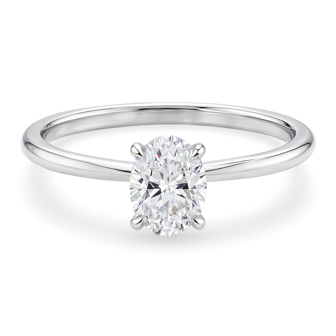 1 Carat Oval Lab Grown IGI G/VS1 Diamond Solitaire Ring in 14K White Gold - KIAHMILLA