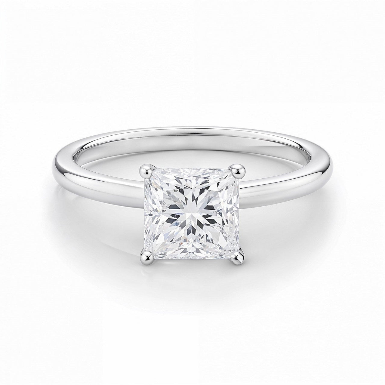 1 Carat Princess Lab Grown IGI G/VS1 Diamond Solitaire Ring in 14K White Gold - KIAHMILLA