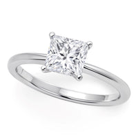 1 Carat Princess Lab Grown IGI G/VS1 Diamond Solitaire Ring in 14K White Gold - KIAHMILLA