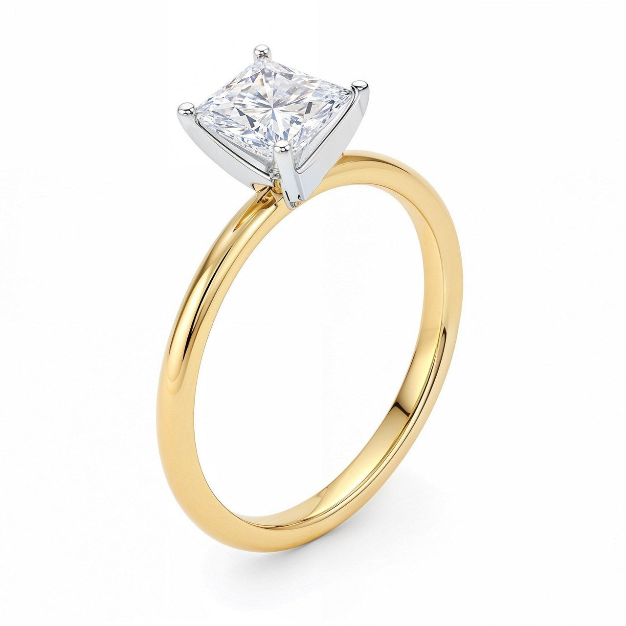 1 Carat Princess Lab Grown IGI G/VS1 Diamond Solitaire Ring in 14K Yellow Gold - KIAHMILLA