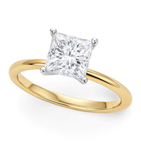 1 Carat Princess Lab Grown IGI G/VS1 Diamond Solitaire Ring in 14K Yellow Gold - KIAHMILLA