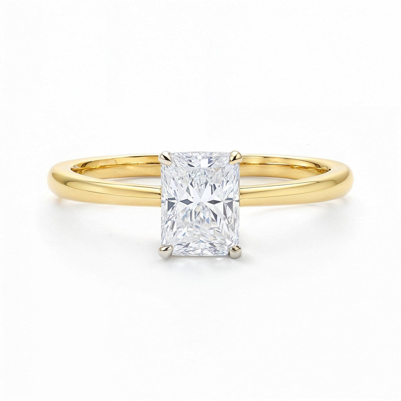 1 Carat Radiant Lab Grown IGI G/VS1 Diamond Solitaire Ring in 10K Yellow Gold - KIAHMILLA