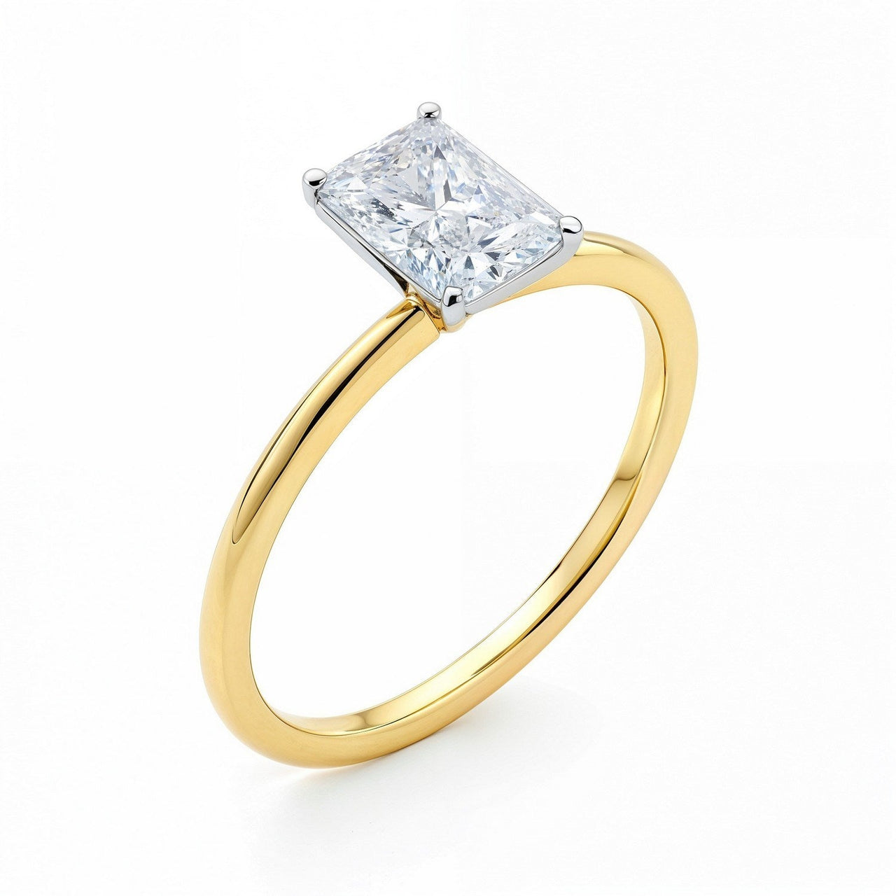 1 Carat Radiant Lab Grown IGI G/VS1 Diamond Solitaire Ring in 10K Yellow Gold - KIAHMILLA