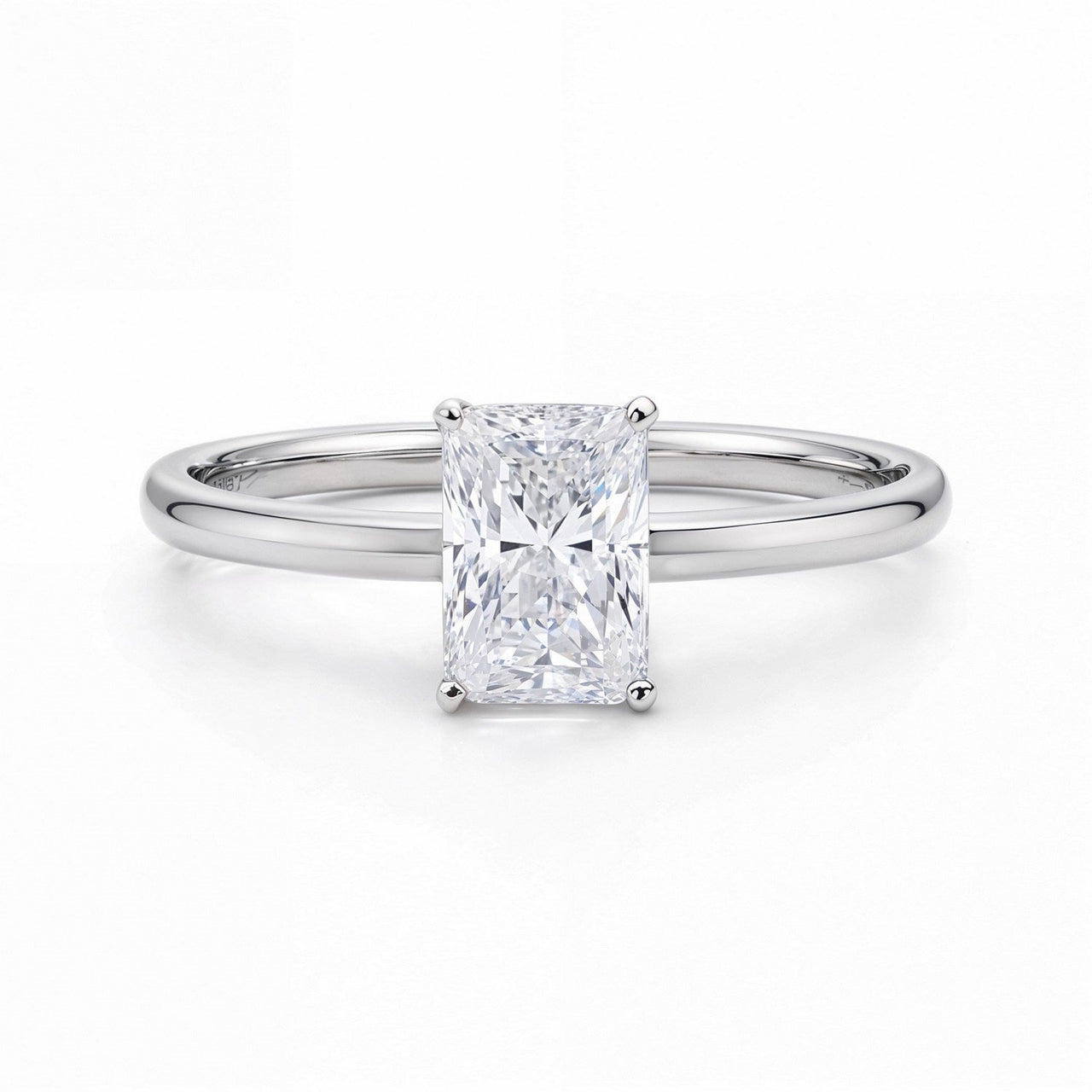 1 Carat Radiant Lab Grown IGI G/VS1 Diamond Solitaire Ring in 14K White Gold - KIAHMILLA