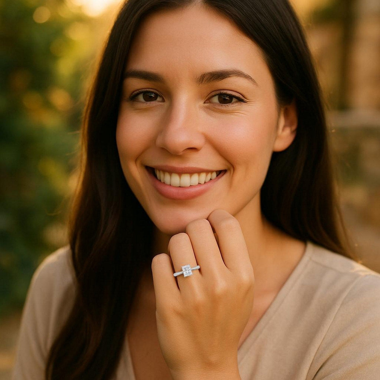 1 Carat Radiant Lab Grown IGI G/VS1 Diamond Solitaire Ring in 14K White Gold - KIAHMILLA