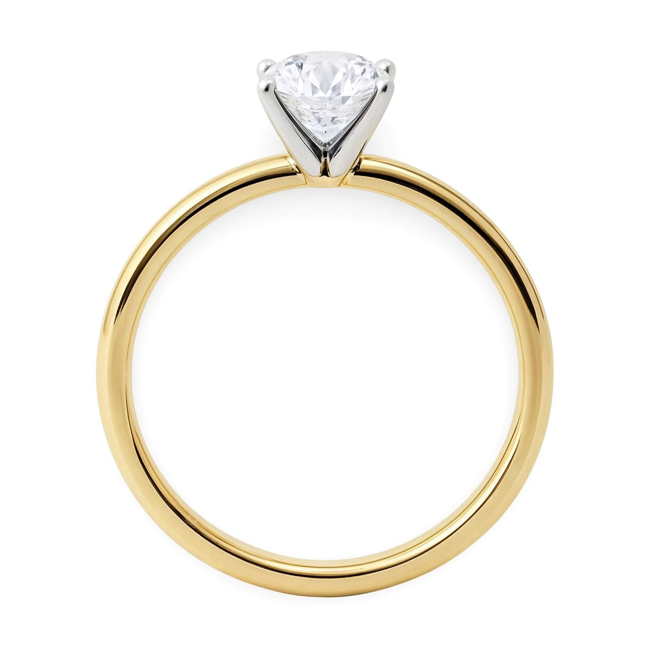 1 Carat Round Lab Grown IGI G/VS1 Diamond Solitaire Ring in 10K Yellow Gold - KIAHMILLA
