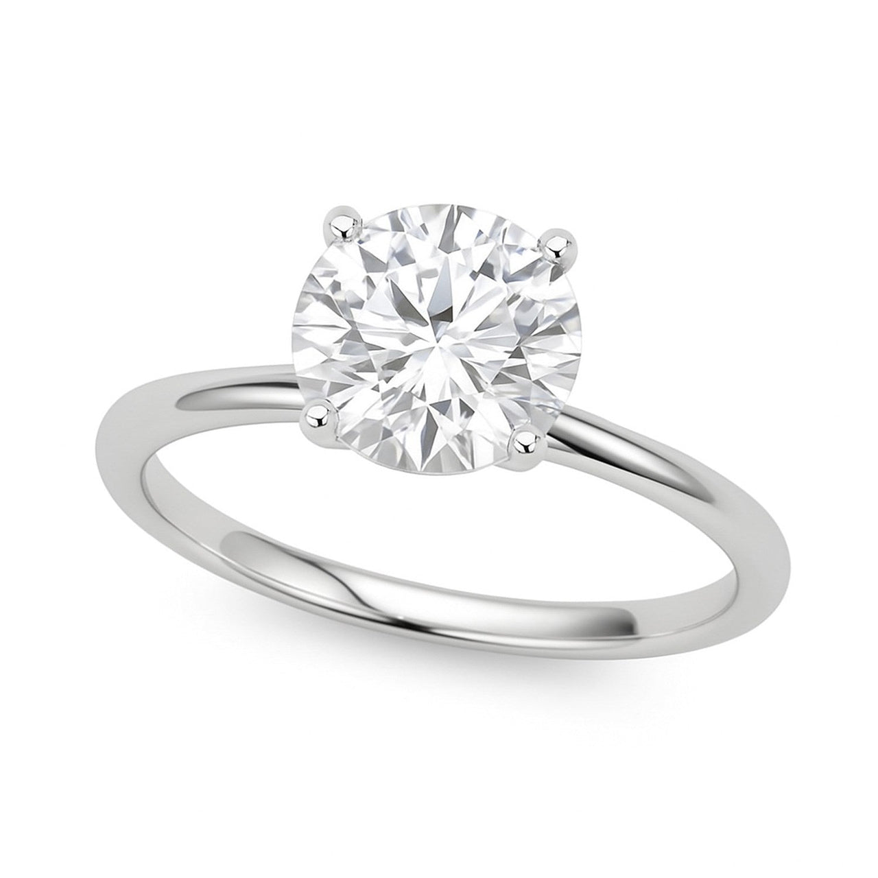 1 Carat Round Lab Grown IGI G/VS1 Diamond Solitaire Ring in 14K White Gold - KIAHMILLA