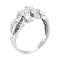 14K White Gold 1/3 Cttw Channel Set Baguette Diamond Bypass Ring Band (H-I Color, SI1-SI2 Clarity)