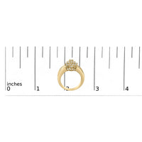10K Yellow Gold 1.0 Cttw Round & Baguette Cut Diamond Floral Cluster Double-Channel Flared Band Statement Ring (H-I Color, SI2-I1 Clarity)
