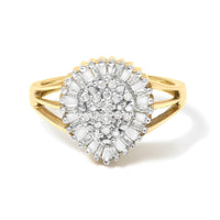 10K Yellow Gold Diamond Cocktail Ring (1/4 Cttw, I-J Color, I3 Clarity)