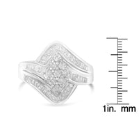 .925 Sterling Silver 1.0 Cttw Round & Baguette Cut Diamond Bypass Faux-Wrap Cluster Engagement or Cocktail Ring (I-J Color, I2-I3 Clarity)