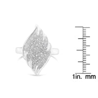 .925 Sterling Silver ¾ Cttw Round and Baguette Cut Diamond Stair-Stepped Cluster Waterfall Cocktail Ring (I-J Color, I2-I3 Clarity)