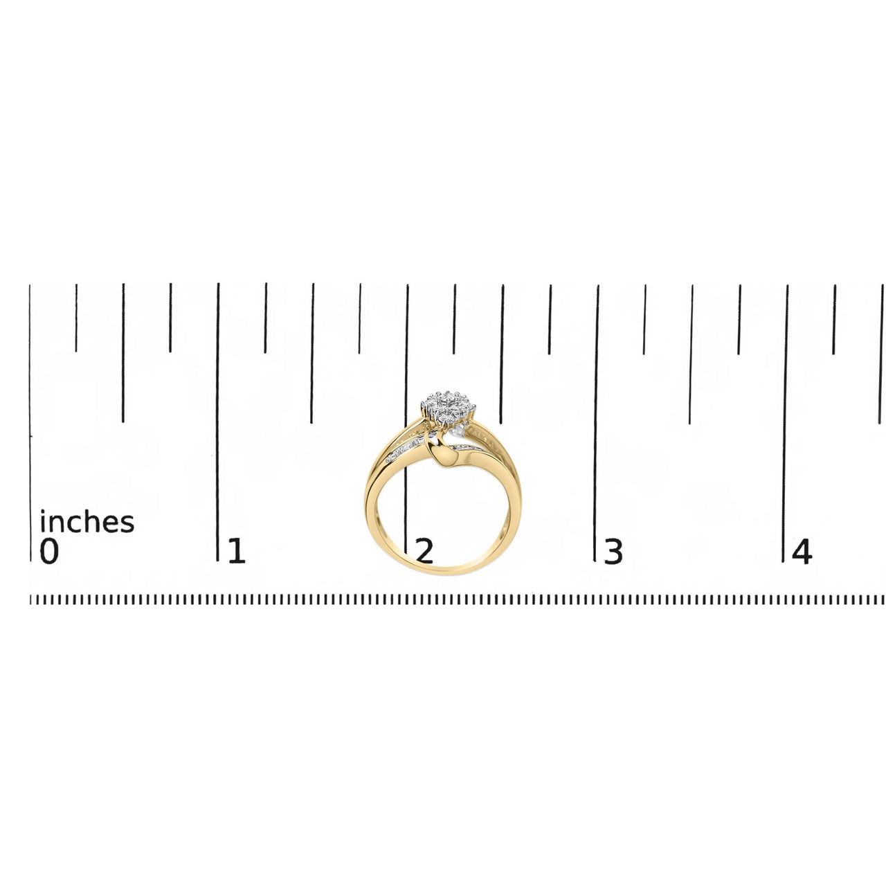 10K Yellow Gold 1/2 cttw Diamond Cluster Cocktail Ring (J-K Clarity, I1-I2 Color)