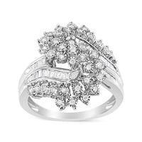 10K White Gold 1/2 Cttw Round and Baguette-Cut 