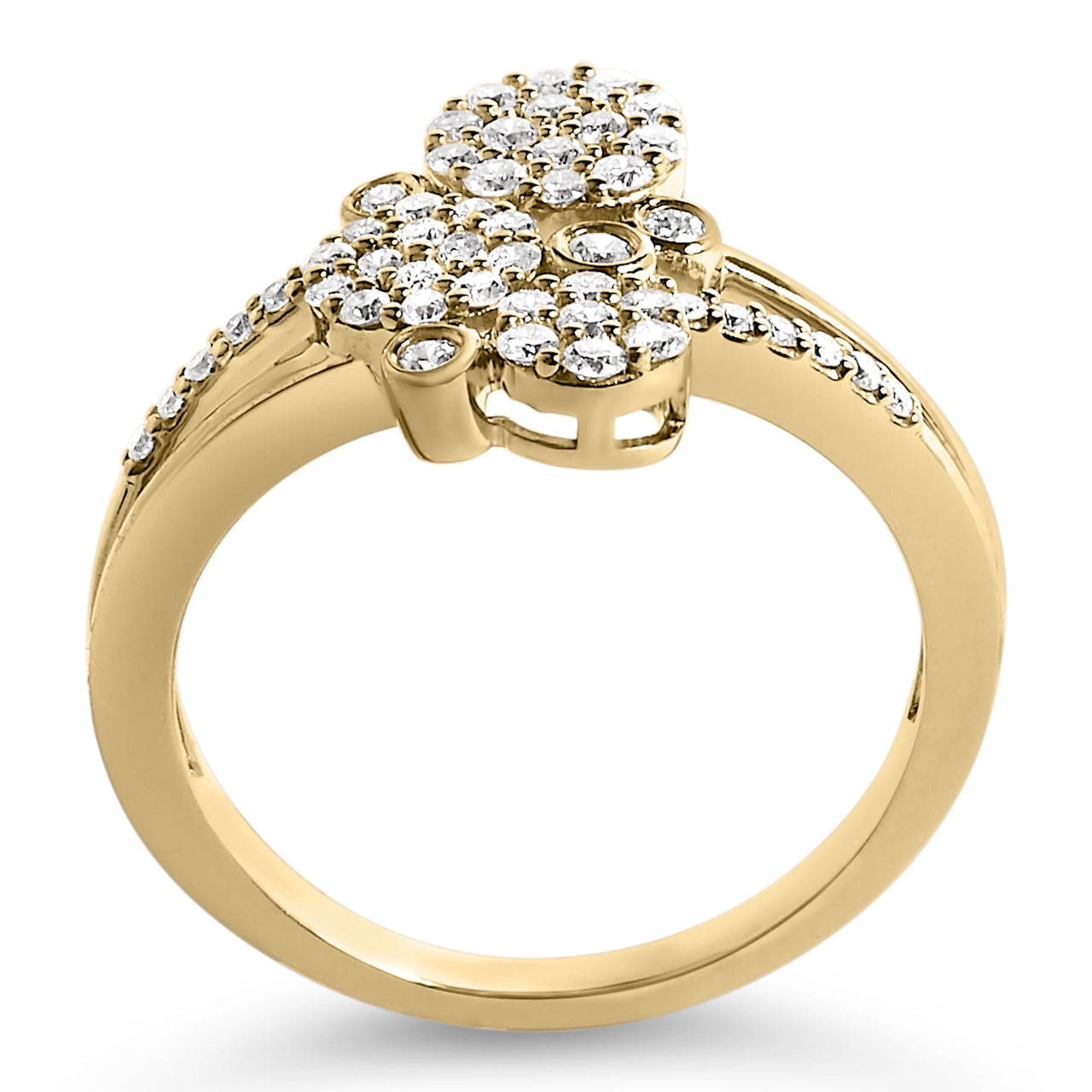 .925 Sterling Silver 1/2 Cttw Diamond Scatter Composite Bypass Ring (I-J Color, I1-I2 Clarity)