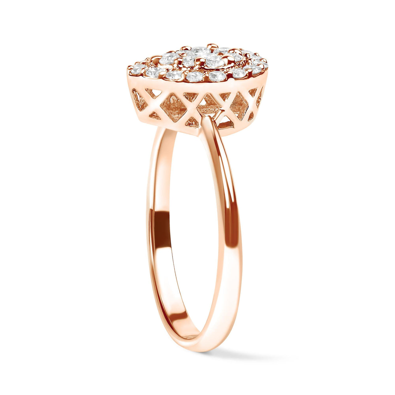 10K Rose Gold 3/8 Cttw Round-Cut Diamond Pear Promise Ring (I-J Color, I2-I3 Clarity)