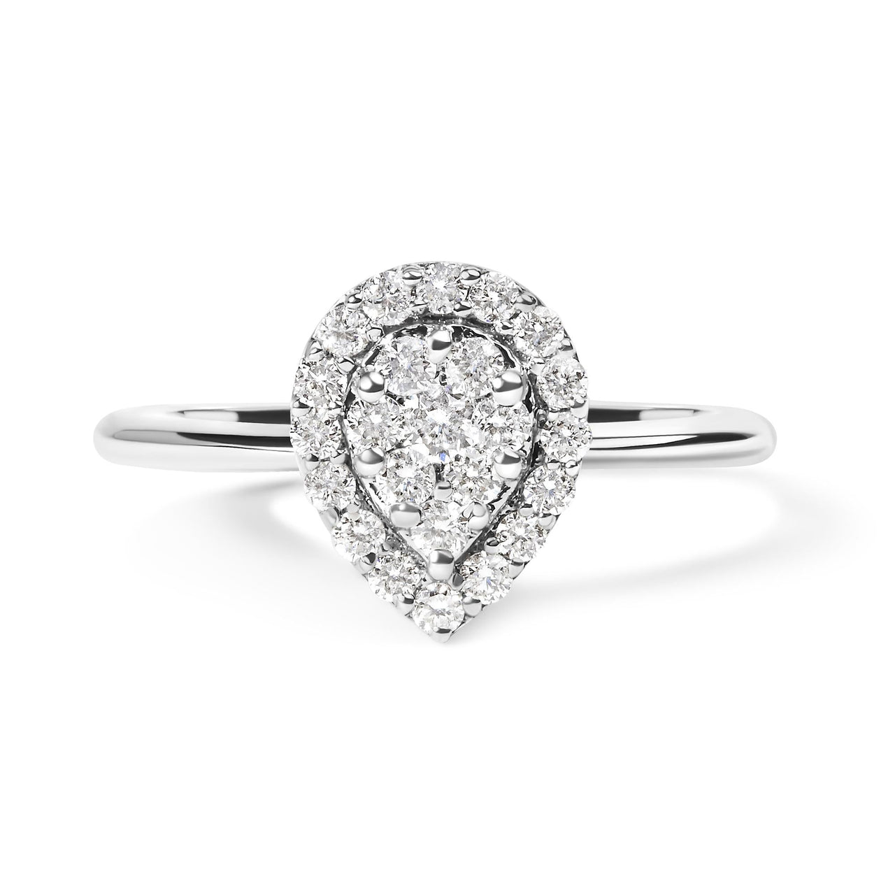 10K White Gold 3/8 Cttw Round-Cut Lab Grown Diamond Cluster Pear Promise Ring (G-H Color, VS2-SI1 Clarity)