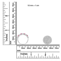 10KT White Gold 1/2 cttw Diamond and 3MM Created Gemstone Band Ring (H-I, I1-I2)