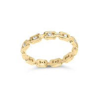 10K Yellow Gold 1/10 Cttw Diamond Paperclip Style Link Band Ring (H-I Color, I1-I2 Clarity)