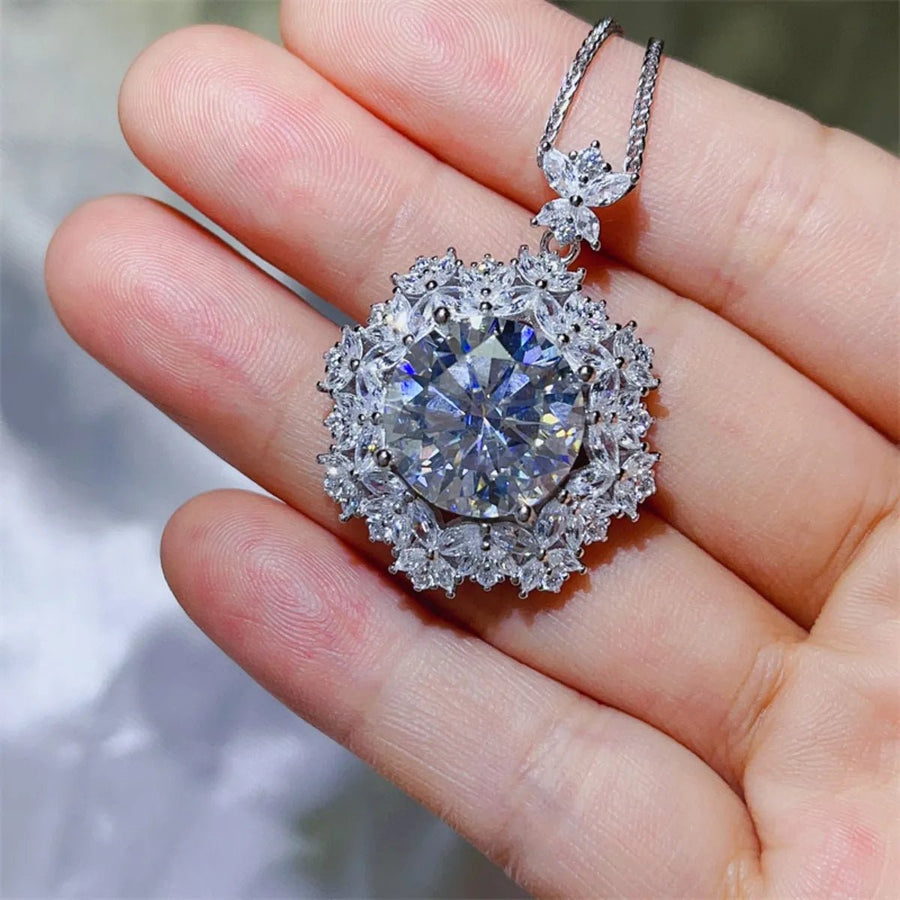 10 Carat Moissanite 925 Sterling Silver Necklace - Coolpeacock