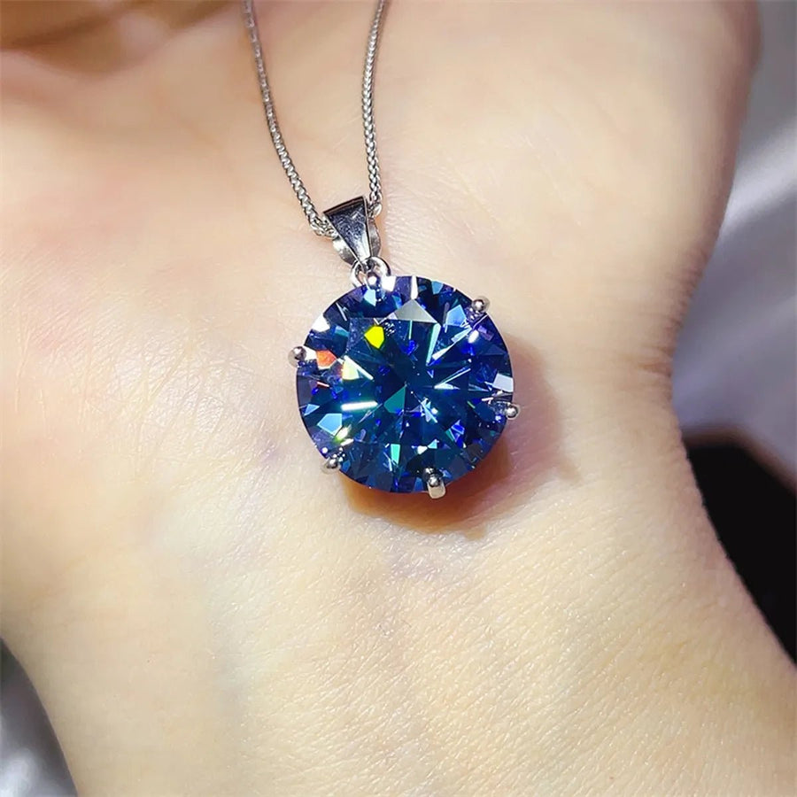 10 Carat Moissanite 925 Sterling Silver Ring and Necklace Set - Coolpeacock