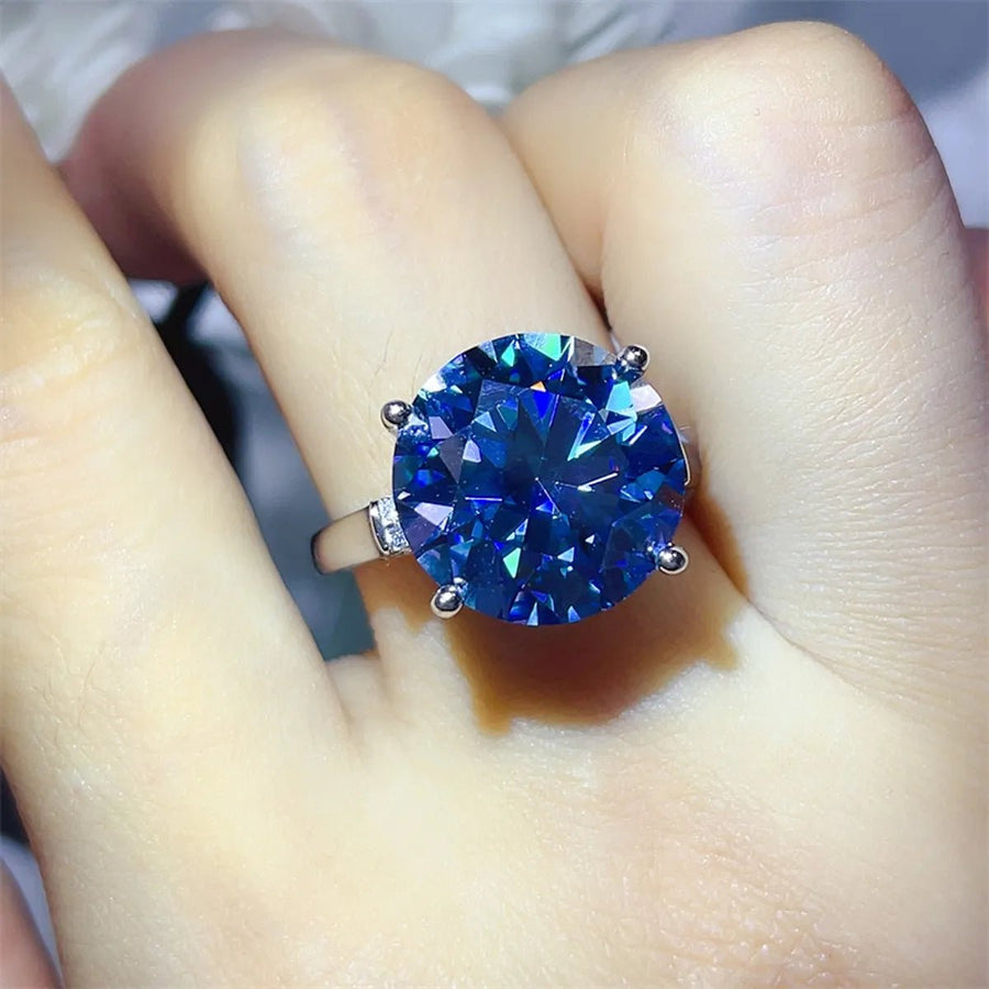 10 Carat Moissanite 925 Sterling Silver Ring and Necklace Set - Coolpeacock